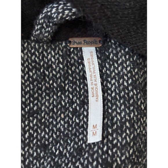 Free People Womens Open Front Jacket Size Medium Gray Hooded Poly Wool Tweed - Picture 6 of 11